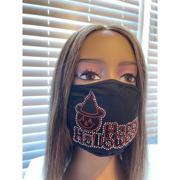 Happy Halloween Bling Rhinestone Filter Face Mask - Picture 2 of 10